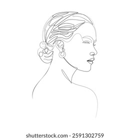 woman face line art. Fashion concept, minimalist female beauty portrait style2