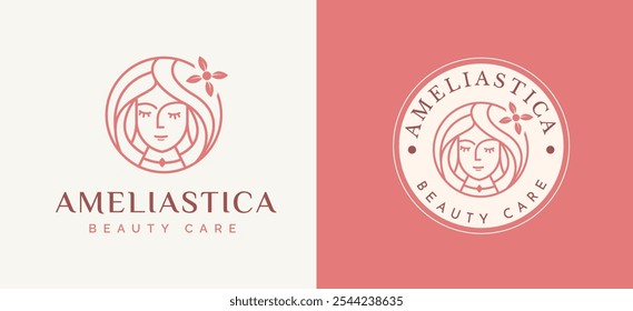 Mulher Face Line Art Contorno Logo Design Inspiração. Retrato de mulher minimalista para Spa, Salão e Beleza Identidade Empresarial. Ilustração do vetor do spa da beleza