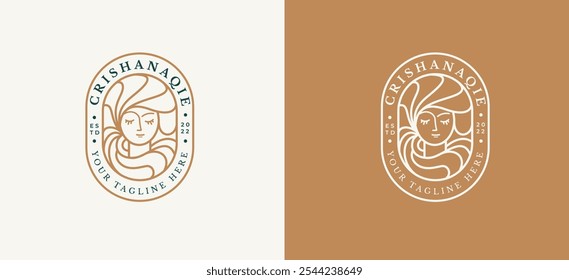 Mulher Face Line Art Contorno Logo Badge Design Inspiração. Retrato de mulher minimalista para Spa, Salão e Beleza Identidade Empresarial. Ilustração do vetor do spa da beleza