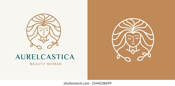 Mulher Face Line Art Contorno Logo Design Inspiração. Retrato de mulher minimalista para Spa, Salão e Beleza Identidade Empresarial. Ilustração do vetor do spa da beleza