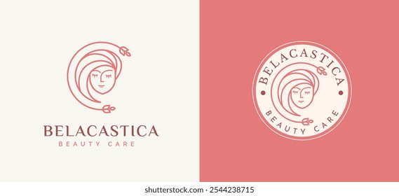 Mulher Face Line Art Contorno Logo Design Inspiração. Retrato de mulher minimalista para Spa, Salão e Beleza Identidade Empresarial. Ilustração do vetor do spa da beleza