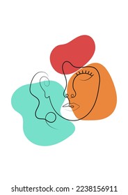 Woman face line drawing minimal style. Minimalist abstract outline hand drawing style