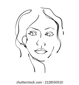 Woman face line drawing and modern abstract minimalistic women faces face. different shapes for wall decoration. use for social net stories, beauty logos, poster. vector design.