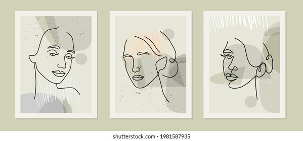 Woman face line drawing. Vector abstract outline 