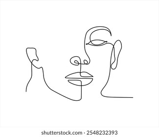 Frau Face Line Zeichnung Vektor Bilder Abstrakte Frau Face Line Art Zeichnung weiblich Face Silhouette One Line Zeichnung Vektor Illustration Stil für modernes Design Prints Wall Art Poster Design