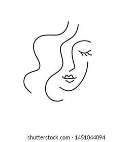 Woman face line icon. Beauty care concept. Can be used for topics like beauty salon - Vector