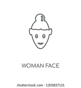 Woman Face linear icon. Woman Face concept stroke symbol design. Thin graphic elements vector illustration, outline pattern on a white background, eps 10.