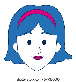 woman face with lipstick smile cartoon character on white background