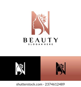 Woman face logo design for beauty salon with creative unique concept