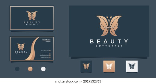 Diseño del logo de la cara de la mujer con concepto de mariposa creativa y diseño de tarjetas de visita Velador Premium