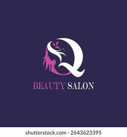 design de logotipo de rosto feminino Letra Q