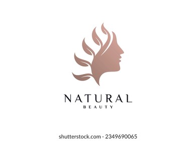 Woman face logo design template for beauty salon logo with creative idea