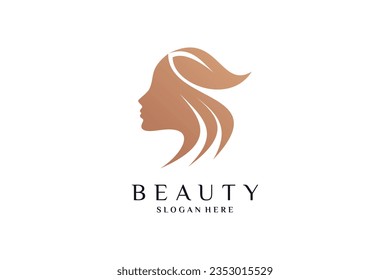 Woman face logo design template for beauty salon logo with creative idea