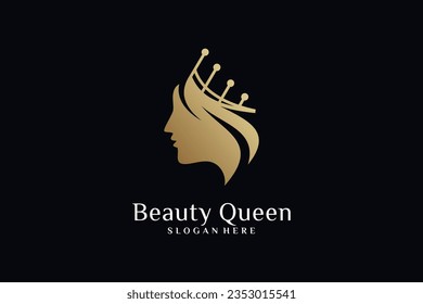 Woman face logo design template for beauty salon logo with creative idea