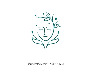 Frauen Gesicht Logo Design Vektorgrafik, für Kosmetik, Schönheit, Salon, Gesundheit und Spa, Mode Thema.