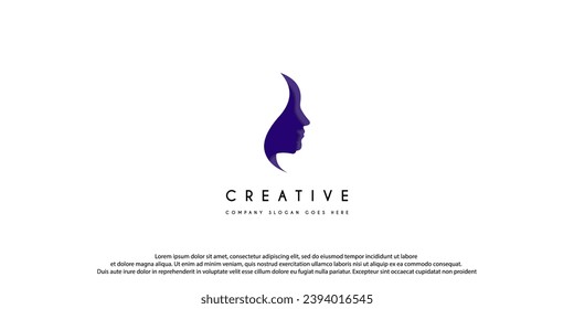 Woman face logo design vector illustration. Woman face suitable for beauty and cosmetic company logos.