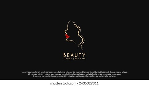 Ilustración vectorial de diseño de logotipo de cara de mujer. Cara de mujer adecuada para los logotipos de la empresa de belleza y cosméticos.