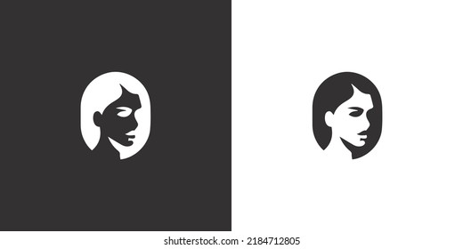 Woman face logo. Girl icon. Girl's face minimalism