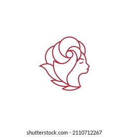 Woman face logo icon vector. Woman face logo design vector illustration, Girl silhouette for cosmetics, beauty, salon, health and spa, fashion themes.