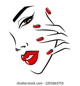 Woman face logo icon vector. Girl silhouette for cosmetics, beauty, salon, health and spa, fashion themes.