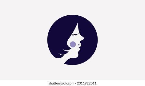 Vector de icono del logo facial femenino. Vector de plantilla de logotipo de mujeres de belleza