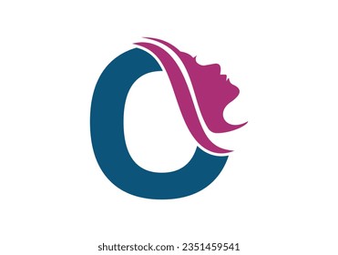 Woman Face Logo On Letter O. Beauty and spa logo concept