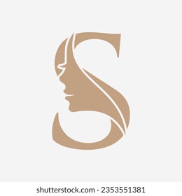 Logo De La Mujer En La Letra S. Símbolo de spa de belleza con icono de cara de mujer