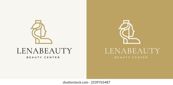 Logo do rosto da mulher na letra L Logo Design. Letra L com design de logotipo de ícone de rosto de mulher. Letra L Símbolo de Beleza Spa Mulher Ícone Identidade. Ilustração de vetor de alfabeto