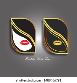 Woman face logo Show the beauty of the lips And mystery to find It's a modern and luxurious design.