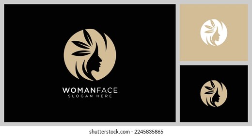 plantilla de diseño de vector de logotipo de cara femenina