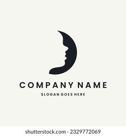 Woman face Logo vector design template black logo and white background