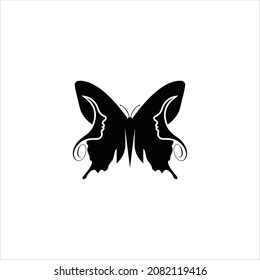 woman face logo vector template butterfly