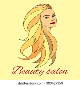 Woman face with long hair