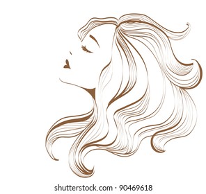 Woman face with long hair