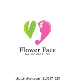 woman face love leaf logo design, inspiration design for beauty salon, beauty treatment and therapy