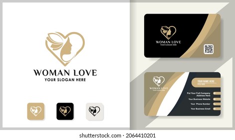 woman face love logo design, inspiration design for beauty salon, beauty treatment and therapy