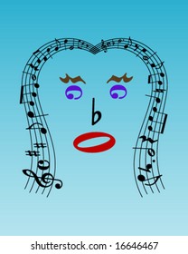 woman face made of musical signs