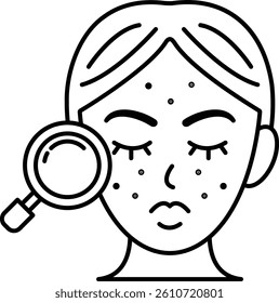 A woman face with a magnifying glass on it