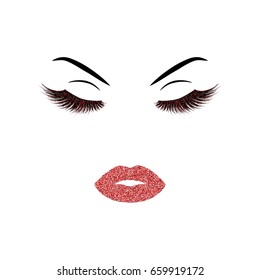 Woman face with make up vector illustration