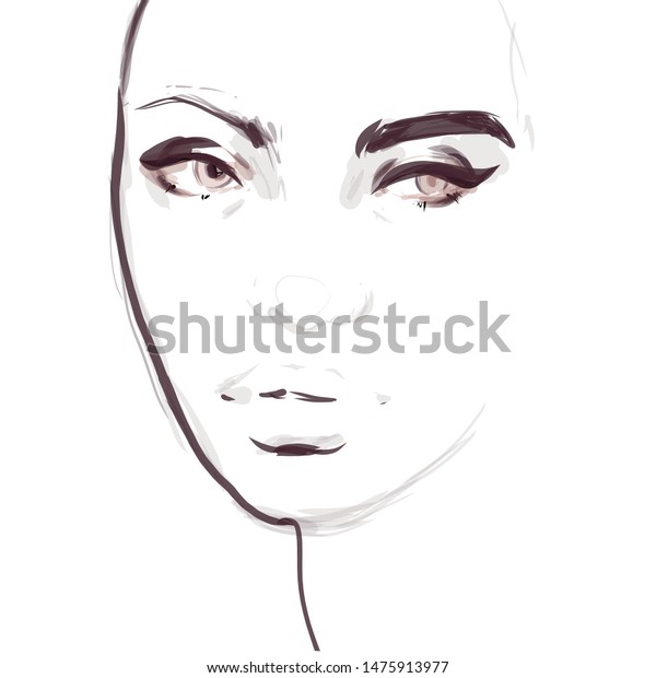 Woman Face Makeup Fashion Sketch Hand Stock Vector Royalty