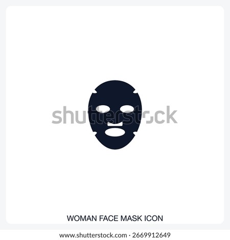 Woman Face Mask Icon solid vector icon with a bold, minimal design. Suitable for presentations, websites, apps, infographics, and various digital or print projects.