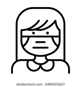 Woman in face mask icon in thin line style Vector illustration graphic design 