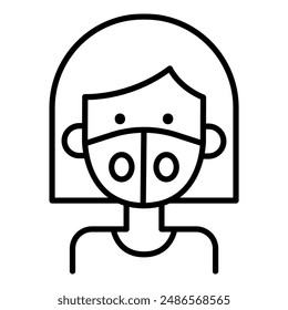 Woman in face mask icon in thin line style Vector illustration graphic design 