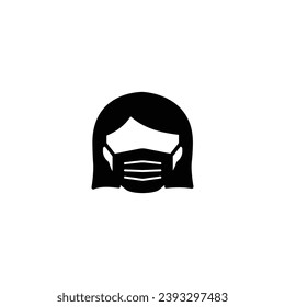 Woman face with mask icon for web site Computer and mobile app