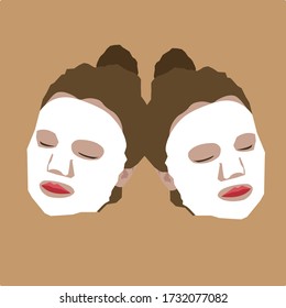 Woman and face mask illustration.