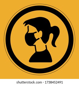 Woman face mask protection virus required symbol sign