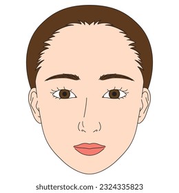 woman face, mono lid, Almond eyes