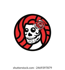 Woman Face Muertos vector design, mexican culture creative design template