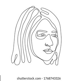 Continuous One Line Drawing Abstract Portrait Stock Vector (Royalty ...