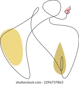 Woman face one line drawing. Portrait minimalistic style continuous line. Vector illustration.